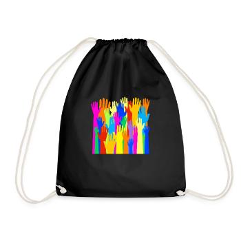 Colorful Community of Raised Hands - Drawstring Bag - black - Front