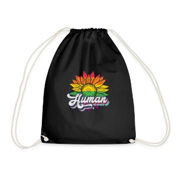 Human Sunflower Rainbow LGBTQ Pride Flag - Drawstring Bag - black - Front