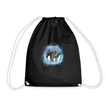 babyelefant,éléphant,graffiti,bleu,peinture - Sac de sport léger - noir - Devant