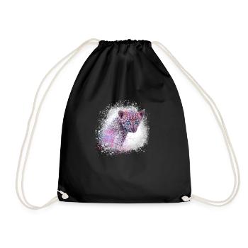 leopard, cat, wildcat, graffiti, painting, green - Drawstring Bag - black - Front
