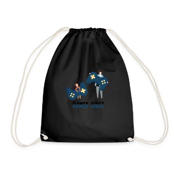 GAMER VIBES Cool Cute Gamer Siblings T-Shirt - Drawstring Bag - black - Front