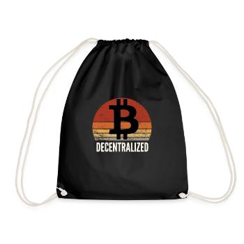 Bitcoin BTC Decentralized crypto Vintage Sunset - Drawstring Bag - black - Front