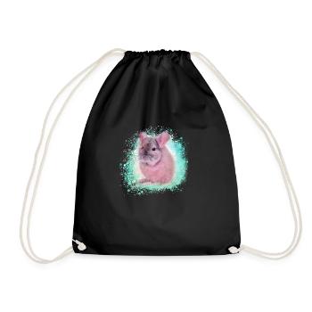 chinchilla, graffiti, peintre, bleu, animal de compagnie, rose - Sac de sport léger - noir - Devant