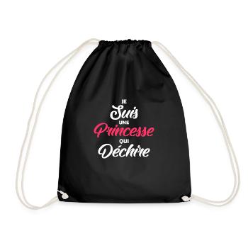 je suis un princesse qui déchire / humour femme - Sac de sport léger - noir - Devant