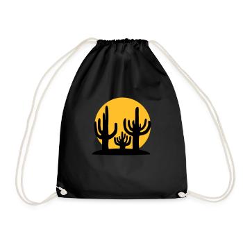 Silhouette Sun 3 Cacti - Drawstring Bag - black - Front