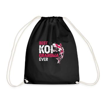 Best KOI Grandma Ever Cool Vintage Koi Lover - Drawstring Bag - black - Front
