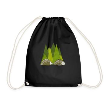 Hedgehogs - Drawstring Bag - black - Front