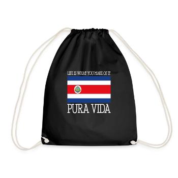 Life Is What You Make Of It Pura Vida Costa Rica - Turnbeutel - Schwarz - Vorne