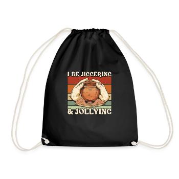 Pottery I Be Jiggering & Jollying Ceramics - Drawstring Bag - black - Front