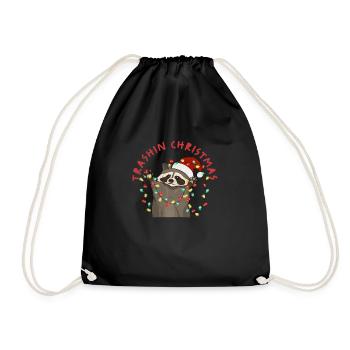 Trashin Christmas - Raccoon Christmas - Drawstring Bag - black - Front