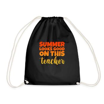 Summer looks good on this teacher 2 - Drawstring Bag - black - Front