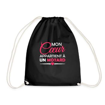 en couple avec un motard - Sac de sport léger - noir - Devant