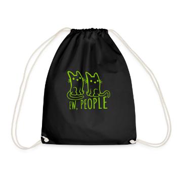 Funny cats ew people - Drawstring Bag - black - Front