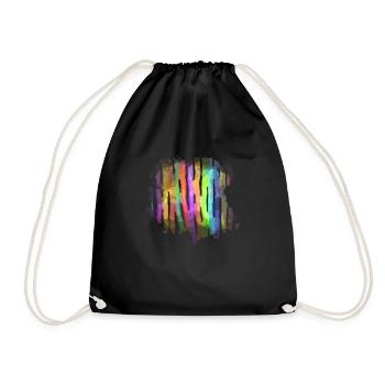 Watercolor Vertical Rainbow Stripe Splash Pattern - Drawstring Bag - black - Front
