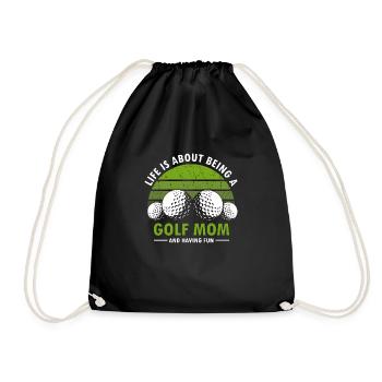 Life Is About Being A Golf MOM & Having Fun Retro - Turnbeutel - Schwarz - Vorne