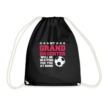 Fußball Oma Enkelin Fußball Oma Sport Geschenk - Turnbeutel - Schwarz - Vorne