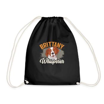 French Brittany Spaniel Epagneul Breton Gift - Drawstring Bag - black - Front