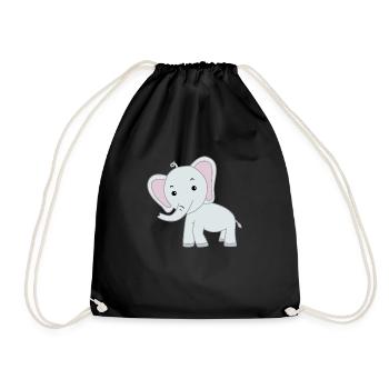 Elefant niedlich - Turnbeutel - Schwarz - Vorne