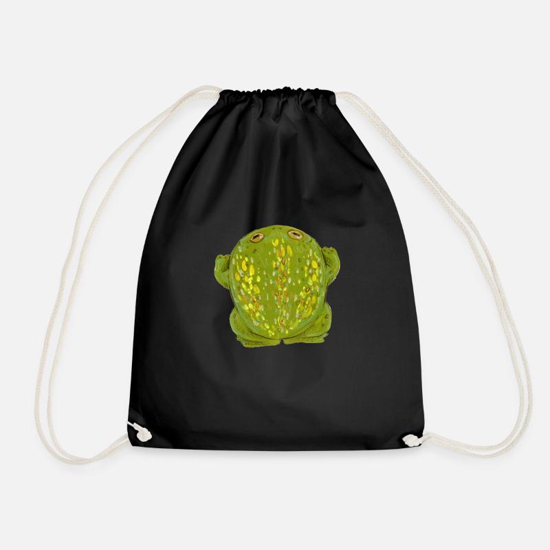 Frog Toad grass green - Drawstring Bag - black
