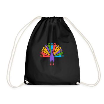 Symbol of an Indian peacock, culture of India - Drawstring Bag - black - Front