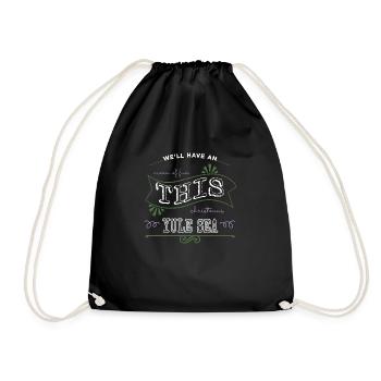 computer present idea christmas tree dino present - Drawstring Bag - black - Front