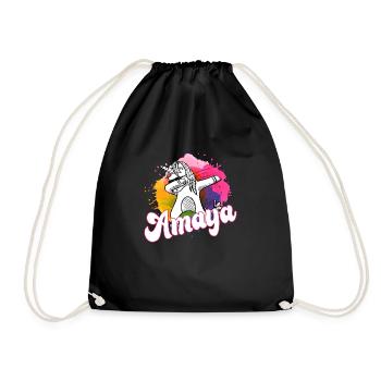 AMAYA - Beautiful name with dabbing unicorn - Drawstring Bag - black - Front