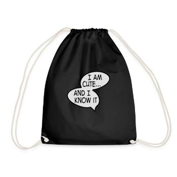 cute - Drawstring Bag - black - Front