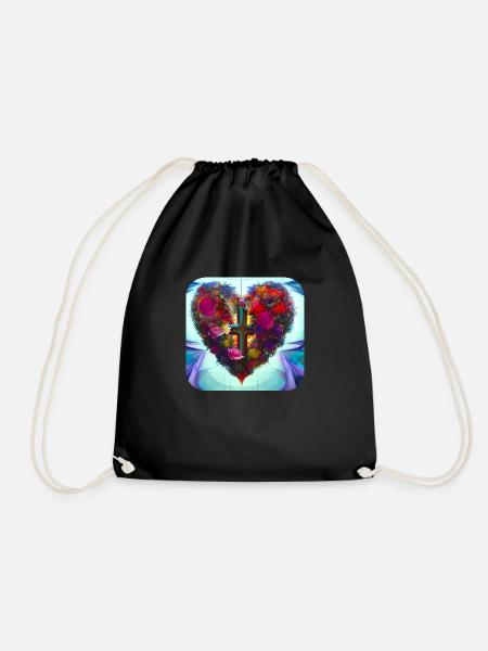 Mother Heart - Drawstring Bag - black