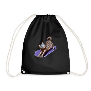 Cute Yoga Cat - Drawstring Bag - black - Front