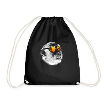Affe DJ mit Kopfhörer und Sonnenbrille Geschenk Pa - Turnbeutel - Schwarz - Vorne