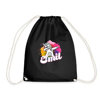 EMIL - Beautiful Boy Name with Cool Unicorn - Drawstring Bag - black - Front