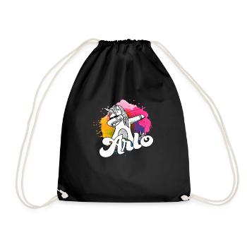 ARLO - Schöner Jungen Name mit Coolem Einhorn - Turnbeutel - Schwarz - Vorne