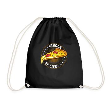 Circle Of Life Funny Pizza Themed Party - Drawstring Bag - black - Front