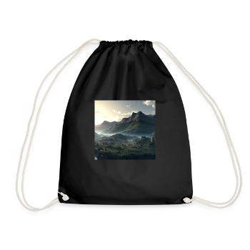Beautiful mountain landscape in the fog - Drawstring Bag - black - Front