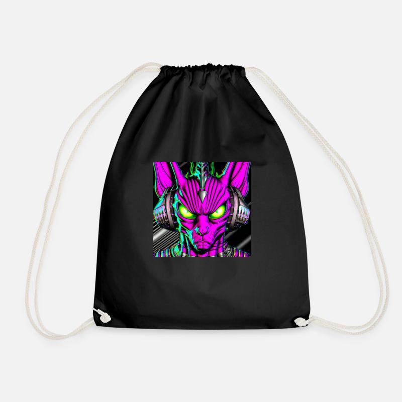 Angry cat - Drawstring Bag - black
