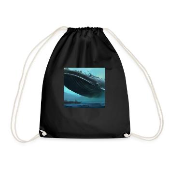Whale floating in the sky - Drawstring Bag - black - Front
