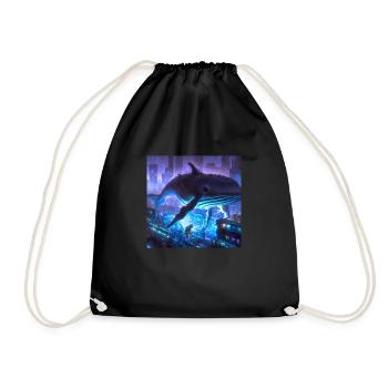 Whale floating in the city - Drawstring Bag - black - Front