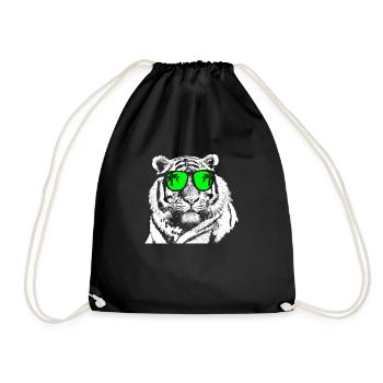 Tiger Sonnenbrille Musik Uralub Tigerliebe Tier Fa - Turnbeutel - Schwarz - Vorne