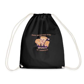 Pizza The Perfect Circle Of Happiness Cheese Lover - Drawstring Bag - black - Front