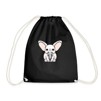 Little Elephant Cartoon Cute Adventure 18 - Drawstring Bag - black - Front
