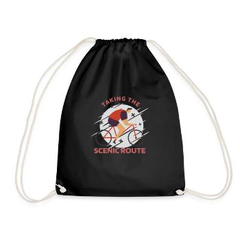 Taking The Scenic Route Retro Biking - Drawstring Bag - black - Front