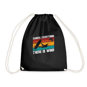 Kitesurfer es ist wind da kitesurfing retro - Turnbeutel - Schwarz - Vorne