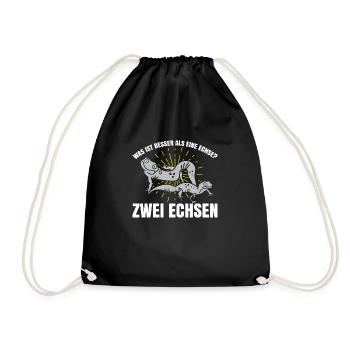 Was ist besser als eine Echse? Zwei Echsen - Turnbeutel - Schwarz - Vorne