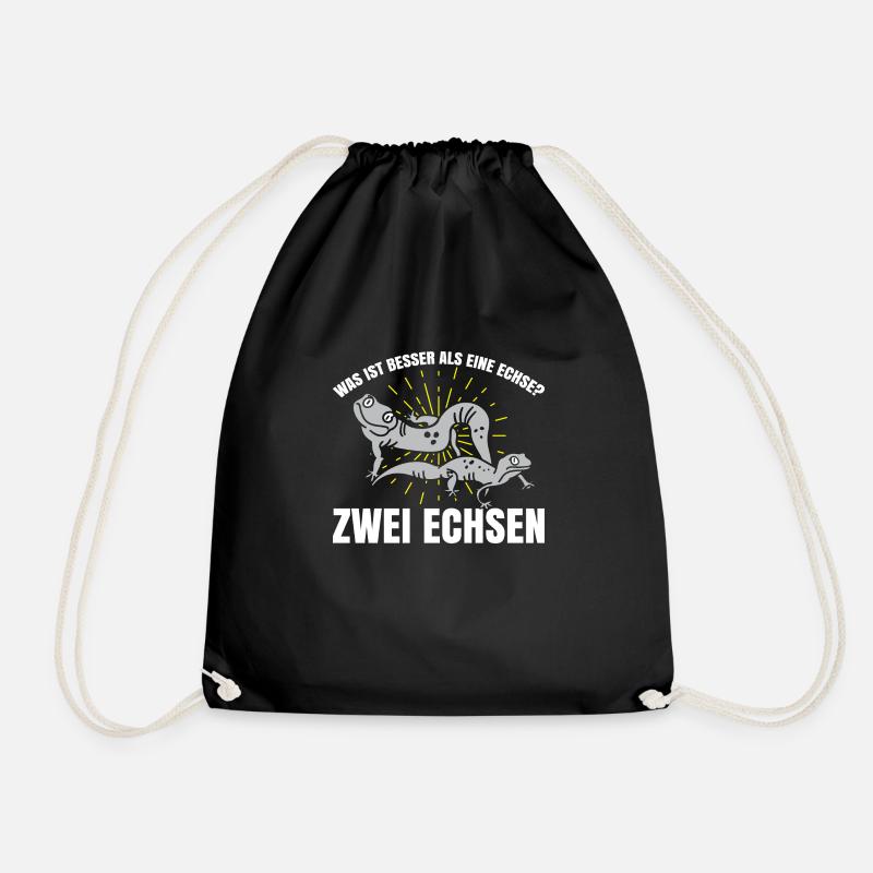 Was ist besser als eine Echse? Zwei Echsen - Turnbeutel - Schwarz
