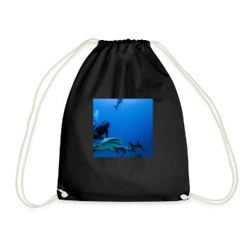 Plongeurs avec des requins - Sac de sport léger - noir - Devant