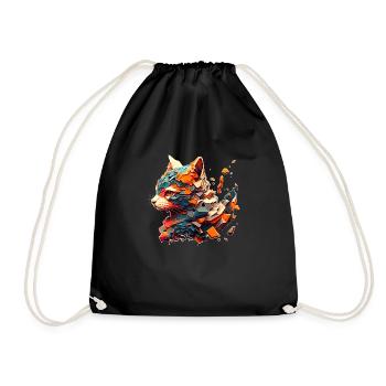 Buntes und farbenfrohes Katzen und Kitten Artwork - Turnbeutel - Schwarz - Vorne