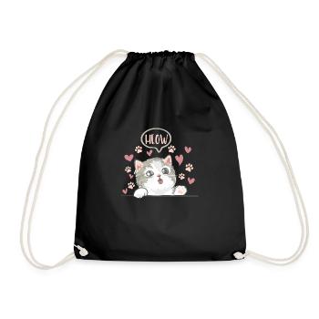 Süße Katze Miau Feline Kawaii Kätzchen - Turnbeutel - Schwarz - Vorne