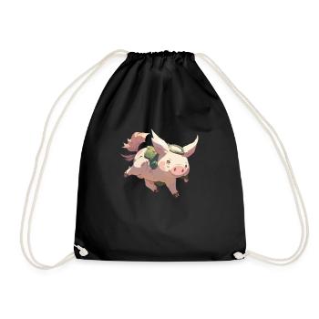 Pigo the flying pig - Drawstring Bag - black - Front