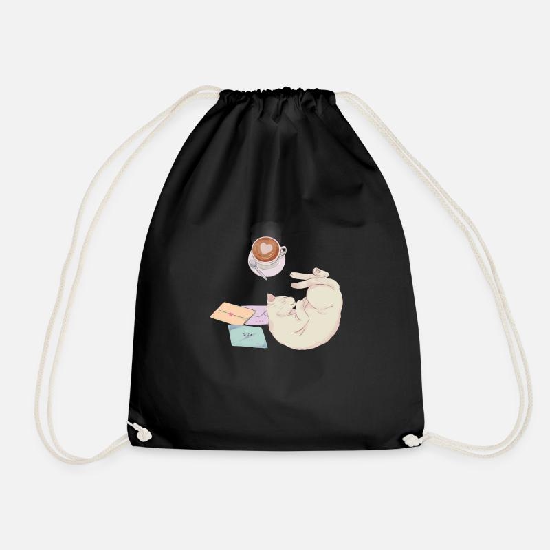 Chat et café - Sac de sport léger - noir