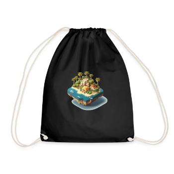 Island 3D Gift - Drawstring Bag - black - Front